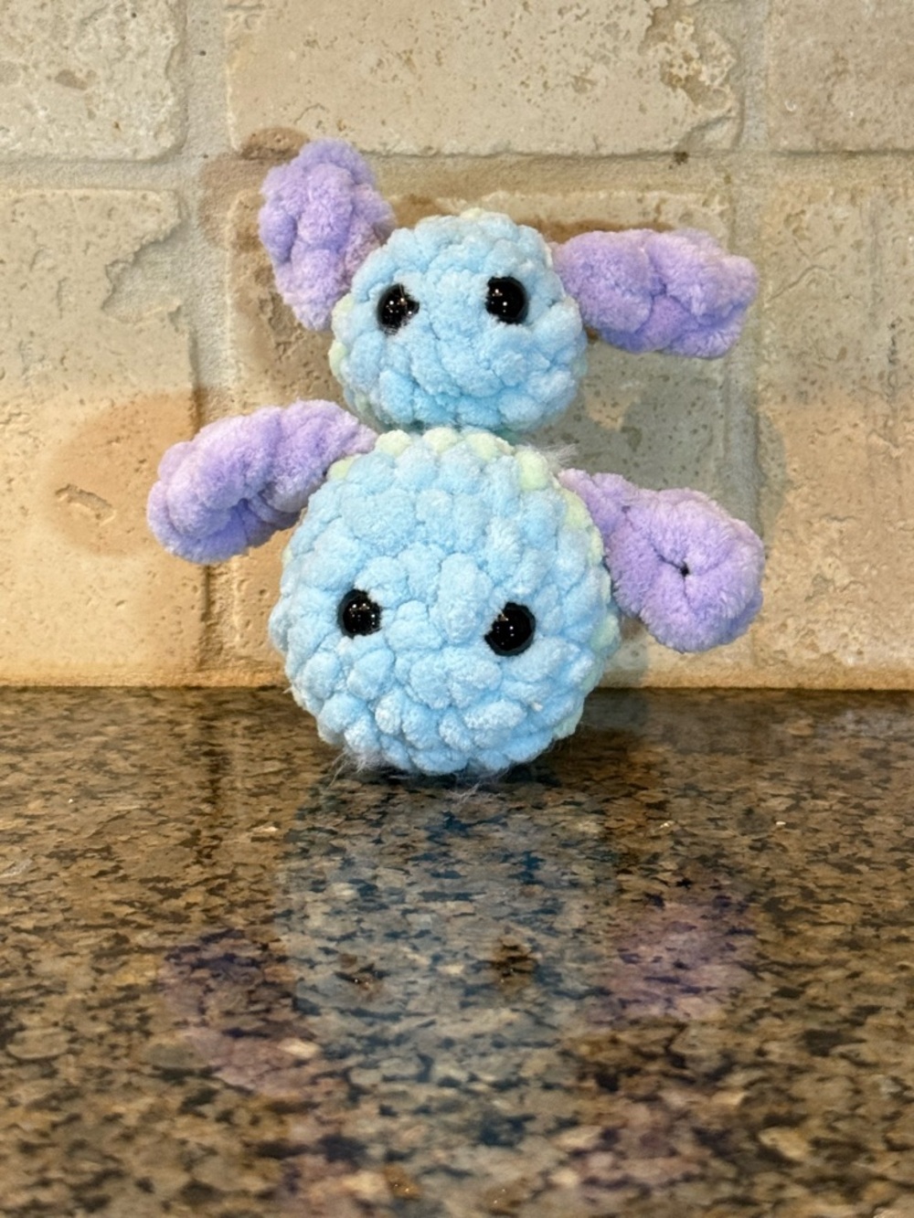 HANDMADE CROCHET Two cute cloud bees - Blue & Lavender Soft Cuddly Buddy